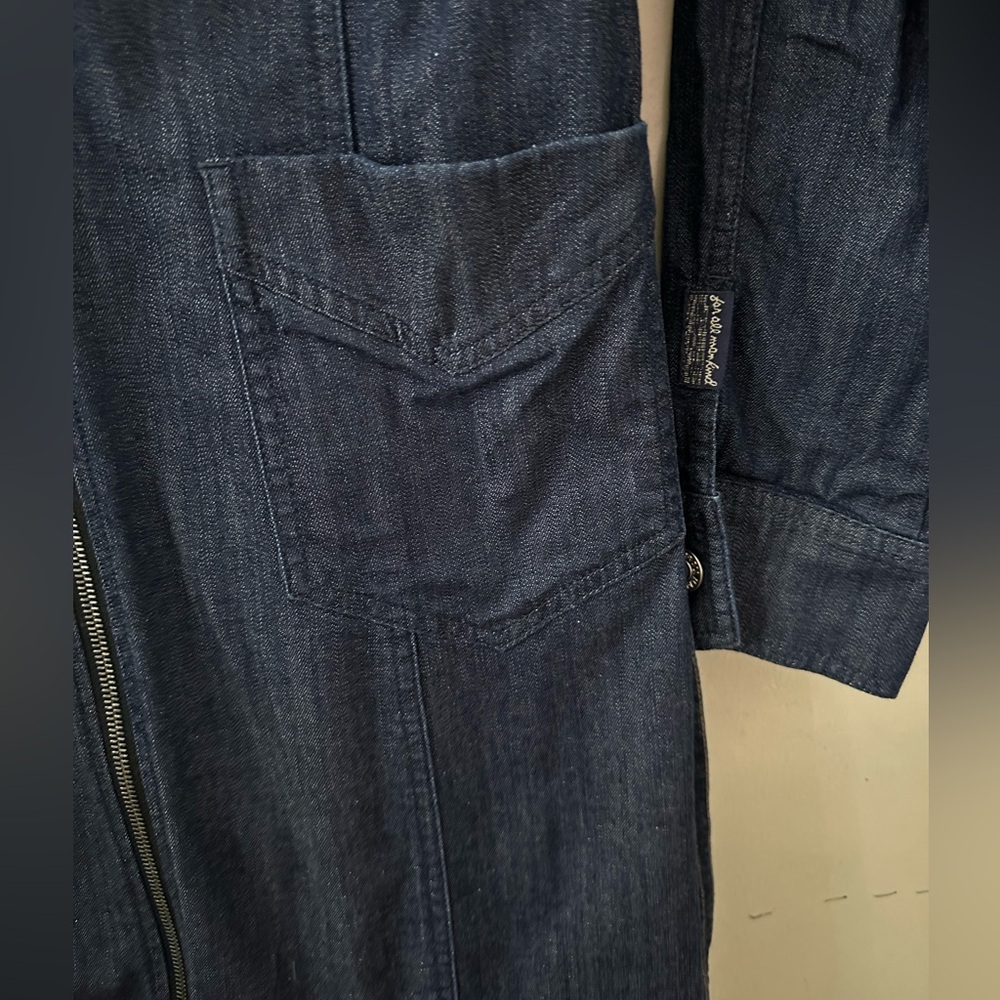 Seven For All Mankind Long- Sleeve Zip Front Denim Dress Size Large - Picture 8 of 15